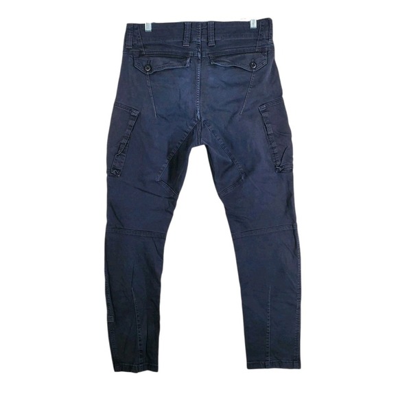 G Star Raw 3D Skinny Cargo Pants Moto Mens 30x32 Black Tapered Stretch Grunge - Picture 1 of 12